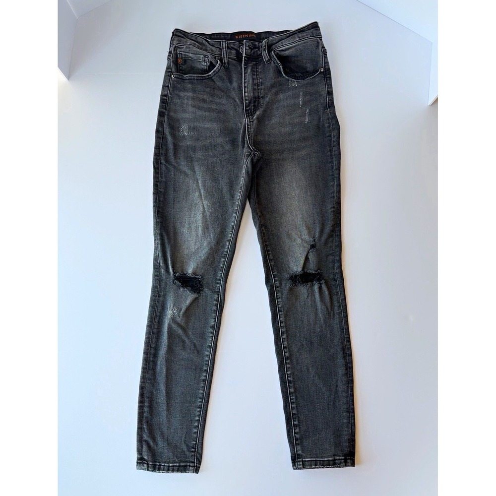 RISEN Jeans Women's 27/5 Gray Distressed Skinny Jeans Stretch Cropped